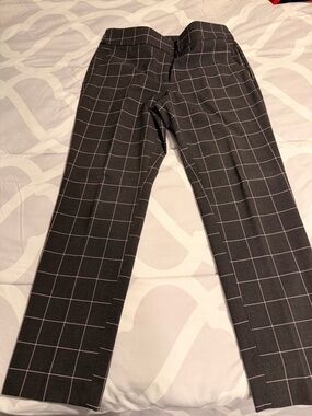 LOFT Black Pants with Light Pink Windowpane